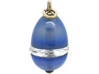 Art Deco Blue Chalcedony & Rock Crystal Egg Pendant