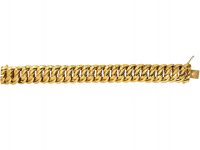 French 18ct Gold, Wide Double Curb Link Bracelet