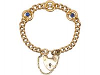 Edwardian 15ct Gold Bracelet set with Two Sapphires & a Diamond