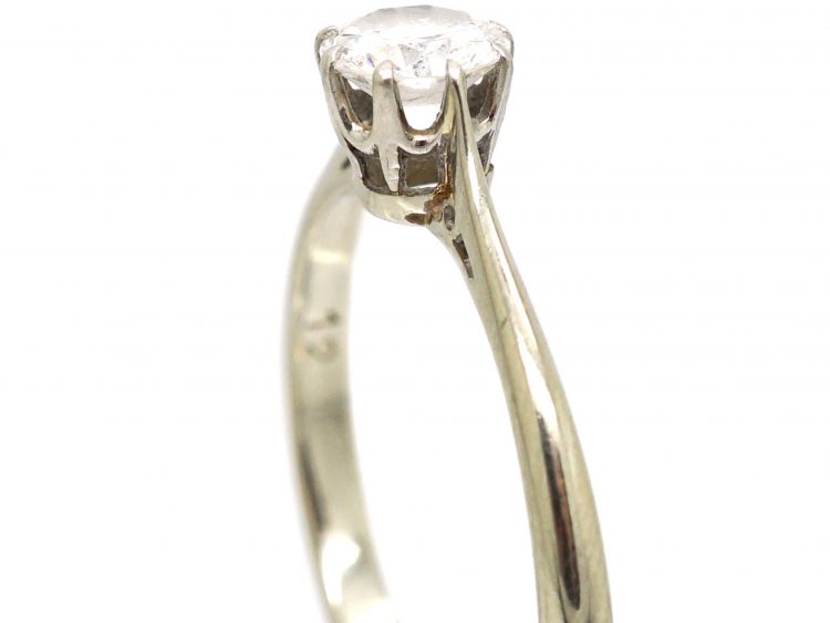 Art Deco 18ct White Gold & Platinum, Diamond Solitaire Ring