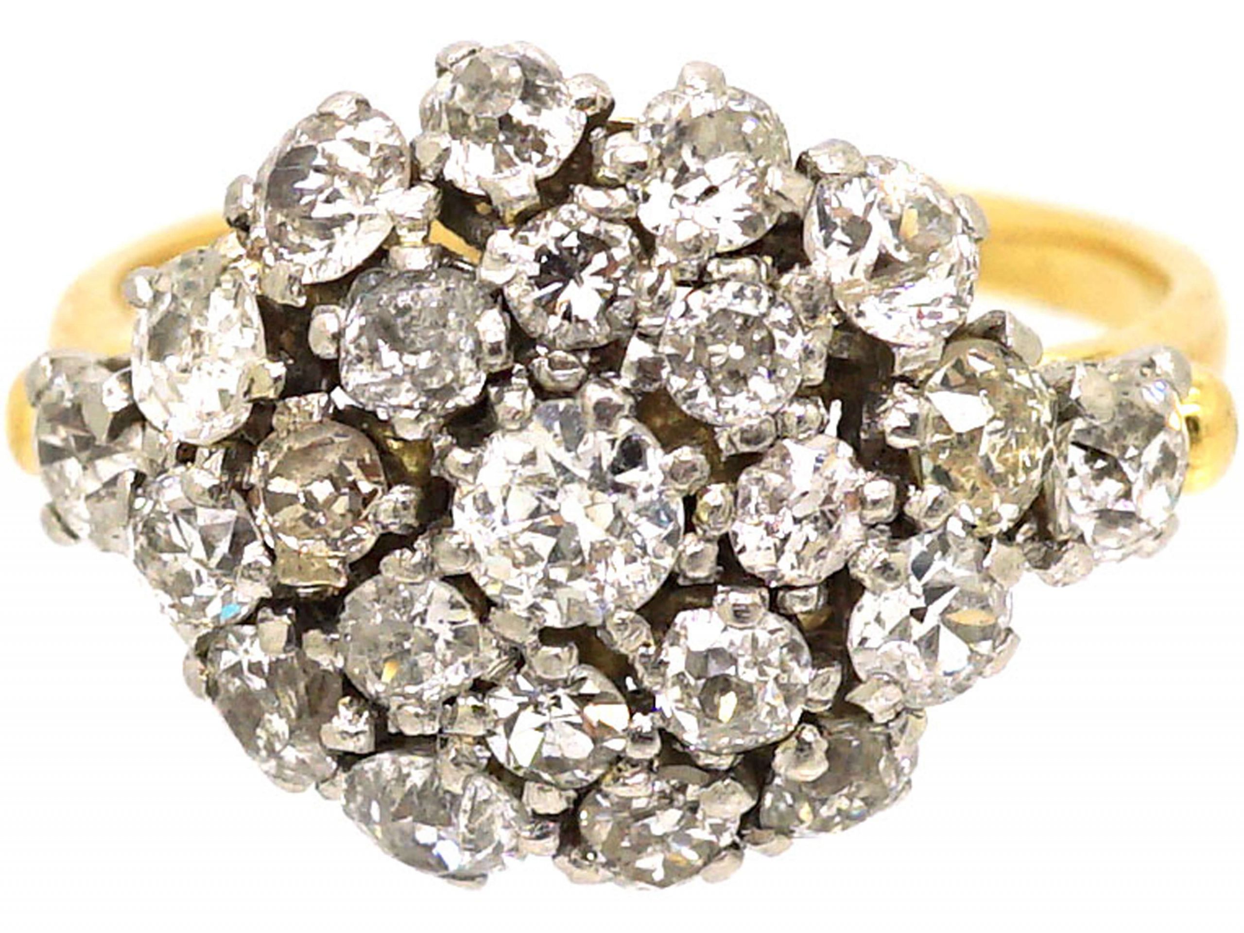 1950s Large 18ct Gold & Diamond Cluster Ring (603S) | The Antique ...