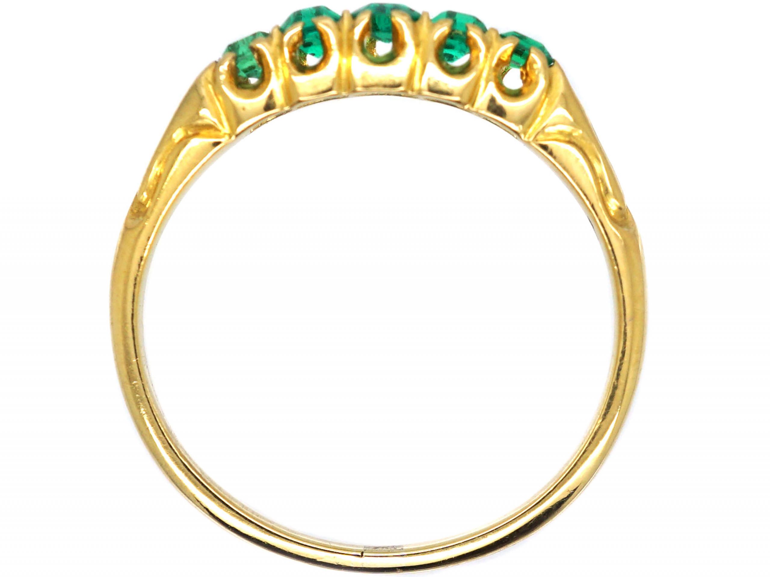 Victorian 18ct Gold Ring set with Five Graduated Emeralds (332S) | The ...