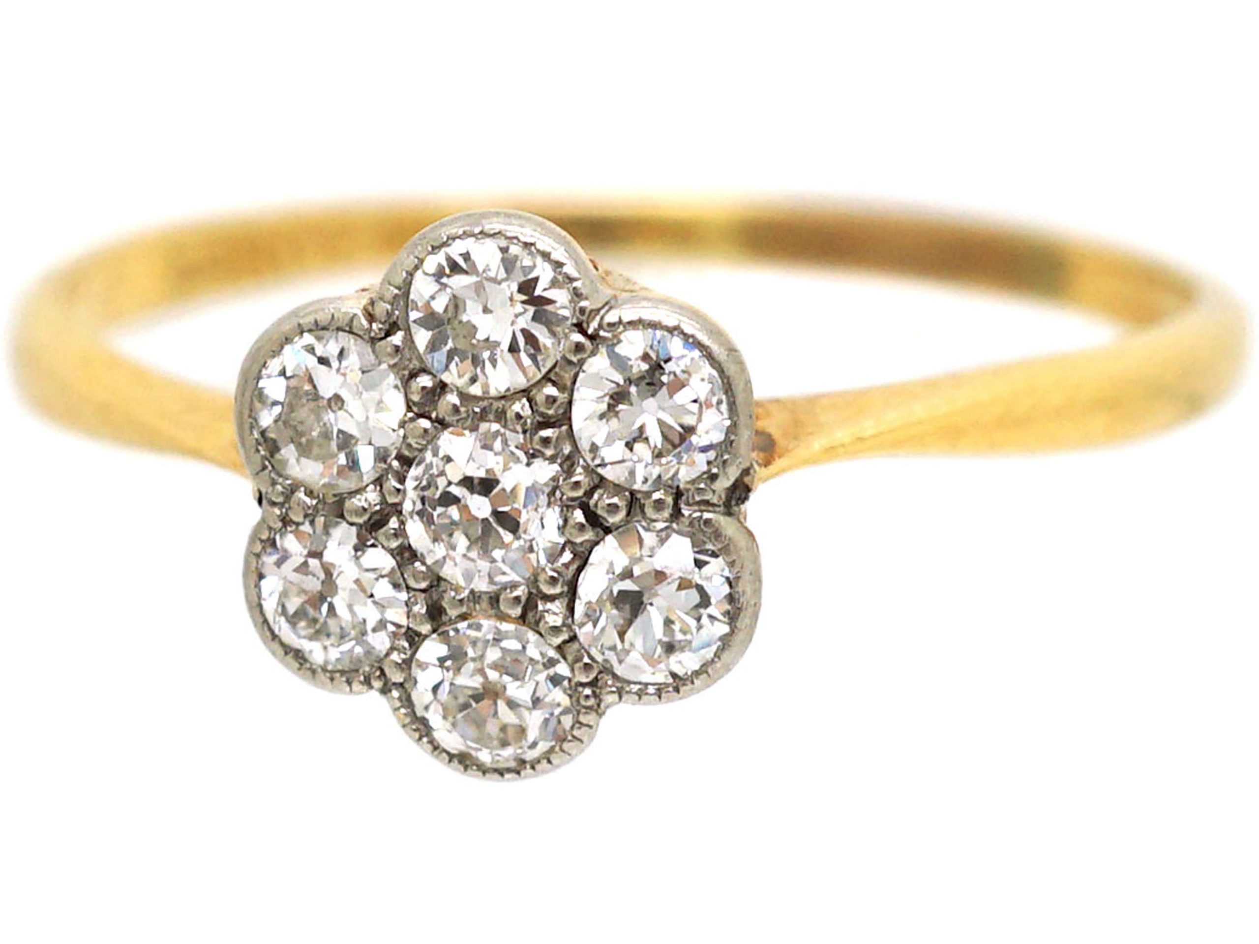 Edwardian 18ct Gold & Platinum, Diamond Daisy Cluster Ring (596S) | The ...