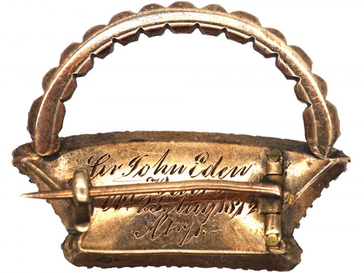 Georgian 9ct Gold Basket Brooch set with Rubies & a Cabochon Garnet