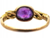 Regency 18ct Gold & Amethyst Ring with Knot Detail on the Shoulders