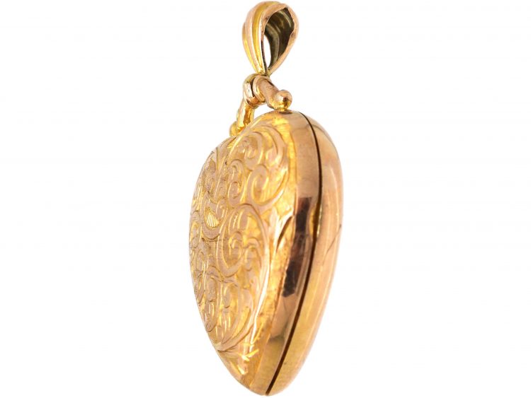 Edwardian 9ct Gold Heart Locket with Engraved Detail