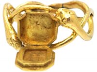 Early Victorian 18ct Gold Opening Ring with Engraved Cross Motif & Two Entwined Snakes