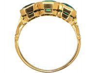Victorian 18ct Gold, Emerald Paste Three stone Ring
