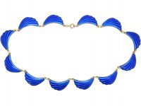 Norwegian Silver & Blue Enamel Wave Necklace by Elvic & Co
