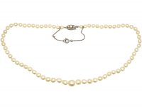 Art Deco Cultured Pearl Necklace with 18ct White Gold & Platinum Clasp set with Pearls & Rose Diamonds