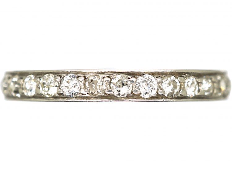 Art Deco Platinum & Diamond Eternity Ring with Engraved Sides