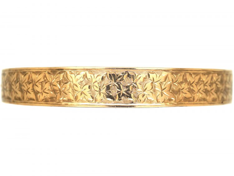 Edwardian 9ct Gold Bangle with Ivy Leaf Detail