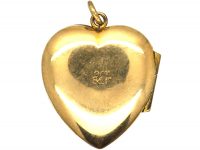 9ct Gold Back & Front Heart Shaped Locket with Two Engraved Love Birds