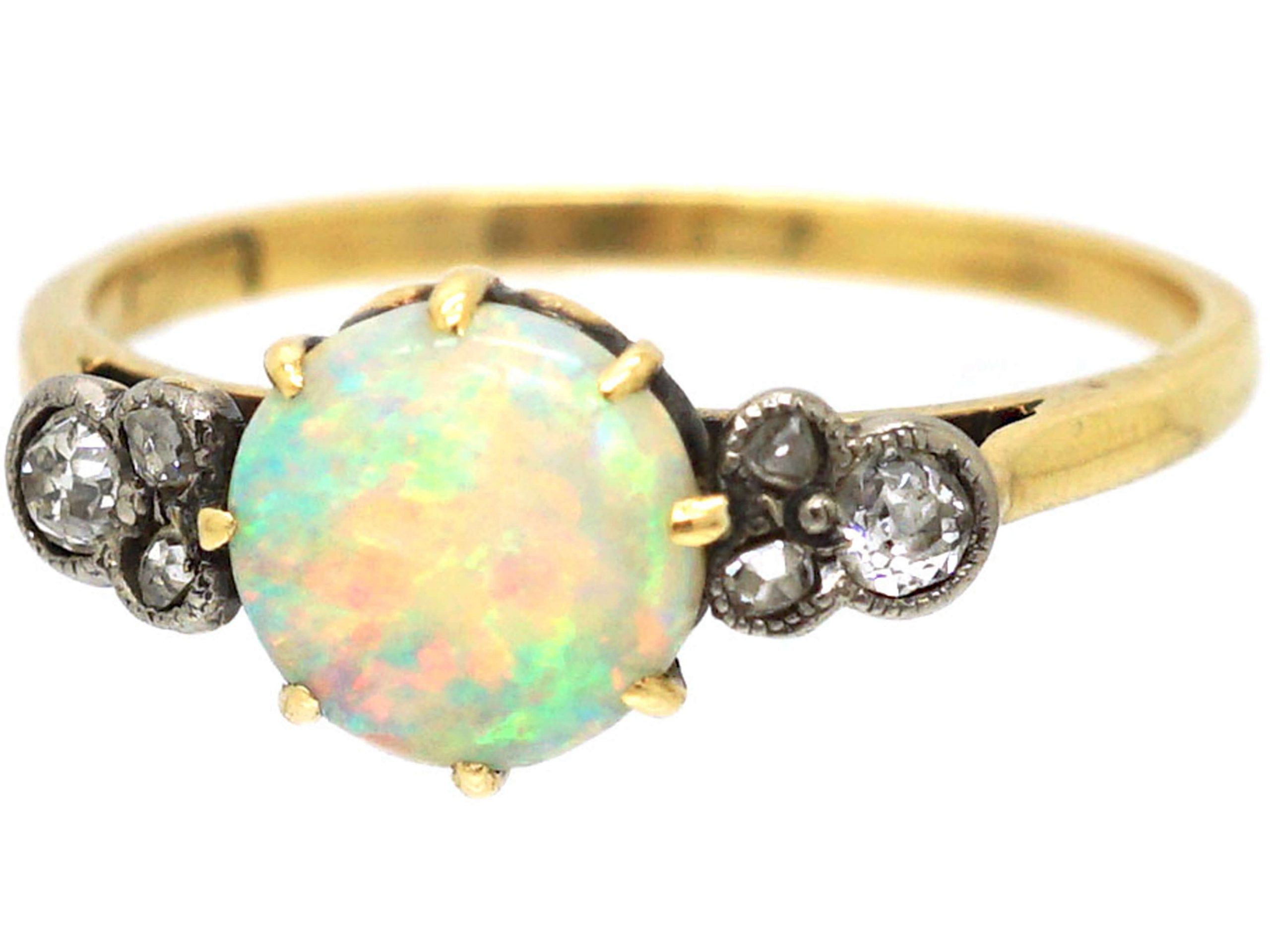 Edwardian 18ct Gold & Platinum, Opal & Diamond Ring (776S) | The ...