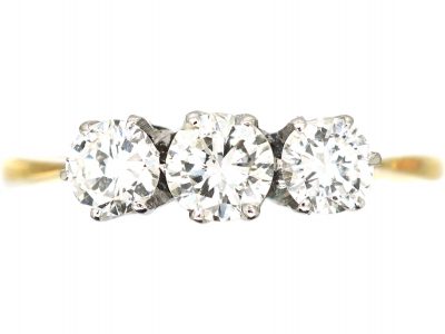 Art Deco 18ct Gold & Platinum Three Stone Diamond Ring