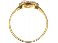 Victorian 18ct Gold, Opal & Rose Diamond Ring with Double Heart & Anchor Motif