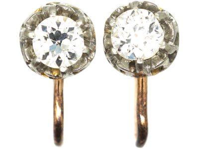 Diamond Solitaire Earrings with Screw Fittings