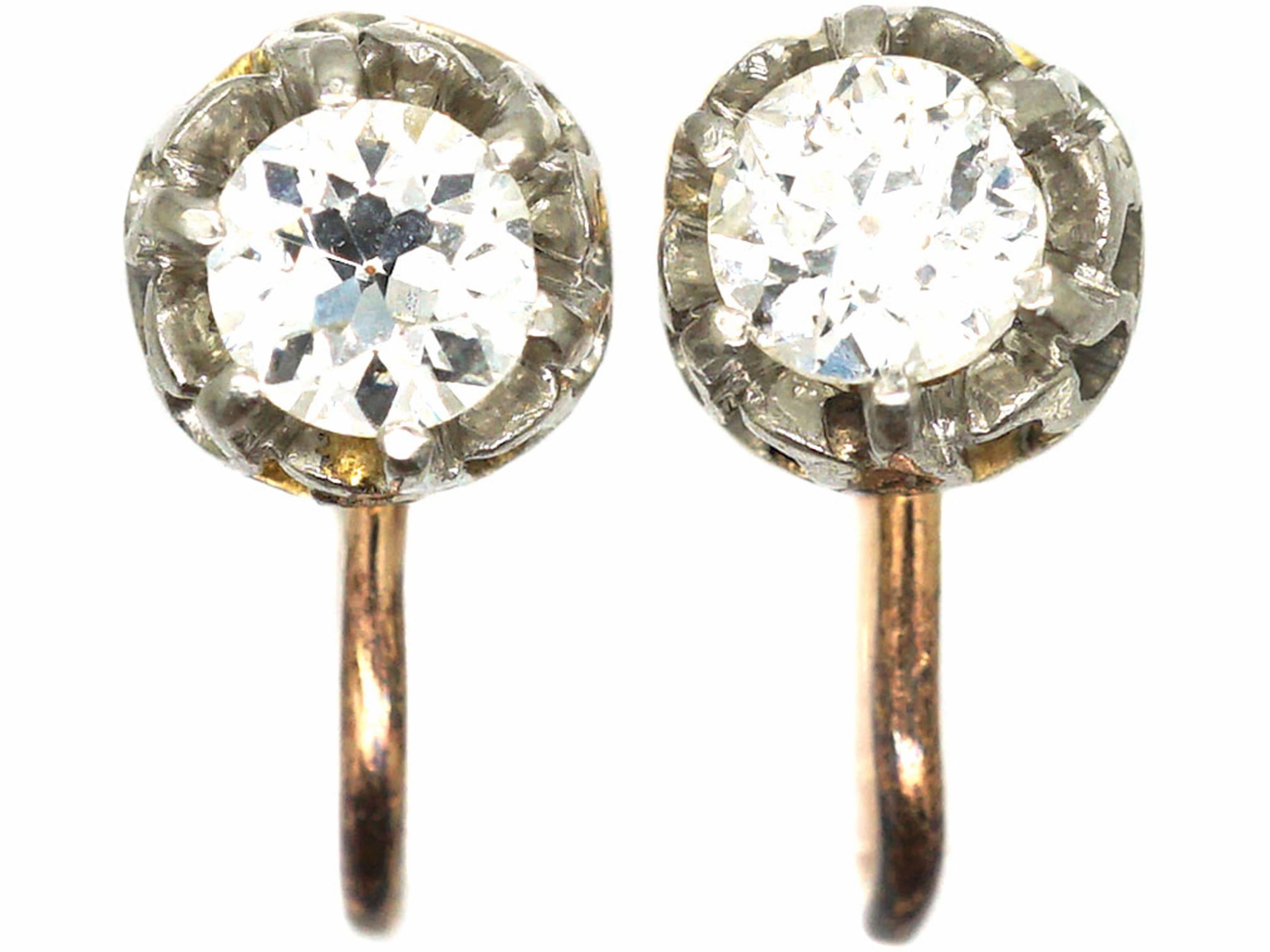 Diamond Solitaire Earrings with Screw Fittings (735S) The Antique