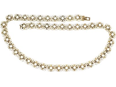 1950s Silver & White Enamel Necklace by Willy Winnaess for David Andersen