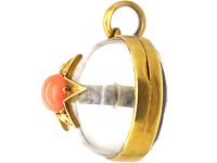Victorian 18ct Gold & Rock Crystal Locket with Coral Star Motif