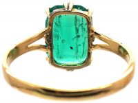 Edwardian 18ct Gold & Colombian Emerald Solitaire Ring