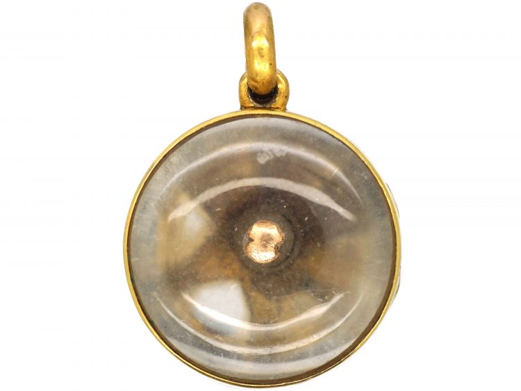 Victorian 18ct Gold & Rock Crystal Locket with Coral Star Motif