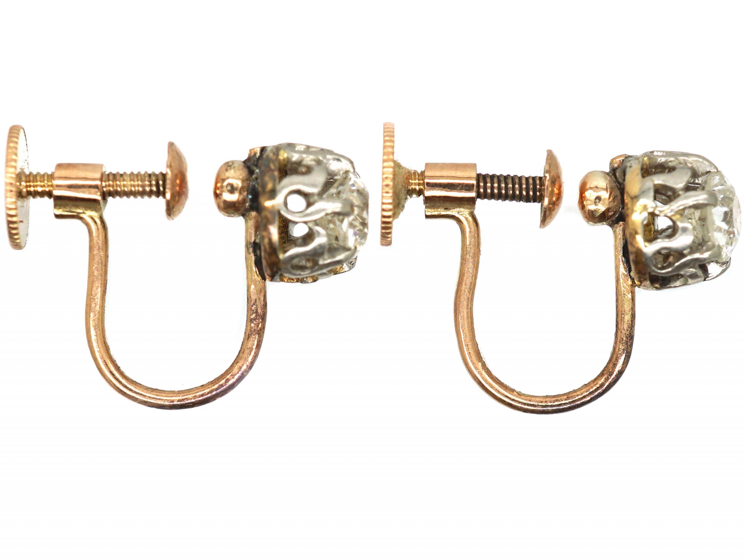 Diamond Solitaire Earrings with Screw Fittings (735S) The Antique