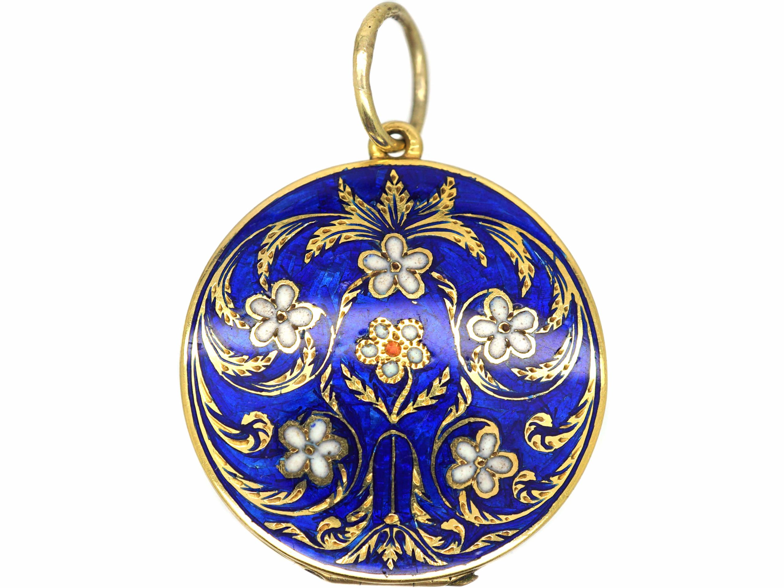 Early 19th Century 15ct Gold Double Sided Swiss Enamel Round ...