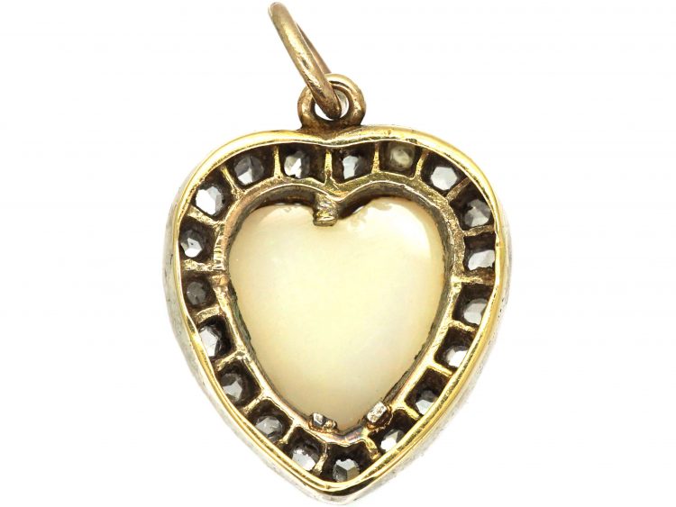 Edwardian Opal & Rose Diamond Heart Shaped Pendant