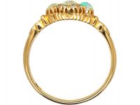 Edwardian 18ct Gold, Three Stone Opal & Diamond Ring made by Alabaster & Wilson