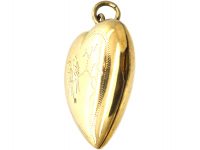 9ct Gold Back & Front Heart Shaped Locket with Two Engraved Love Birds