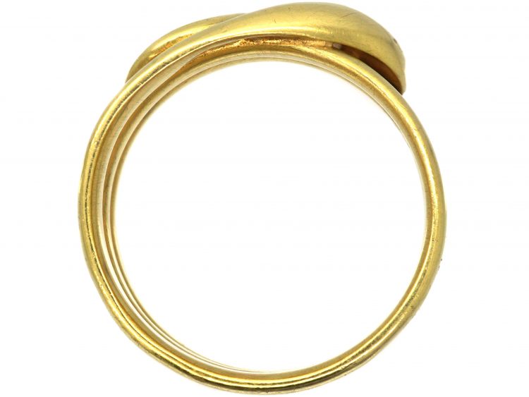 Victorian 18ct Gold Snake Ring set with a Diamond