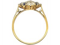 Retro 18ct Gold & Platinum, Diamond & Sapphire Cluster Ring