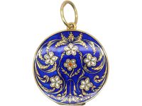 Early 19th Century 15ct Gold Double Sided Swiss Enamel Round Locket with Pansy Motifs