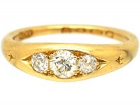 Victorian 18ct Gold Ring set with Three Old European Cut Diamonds