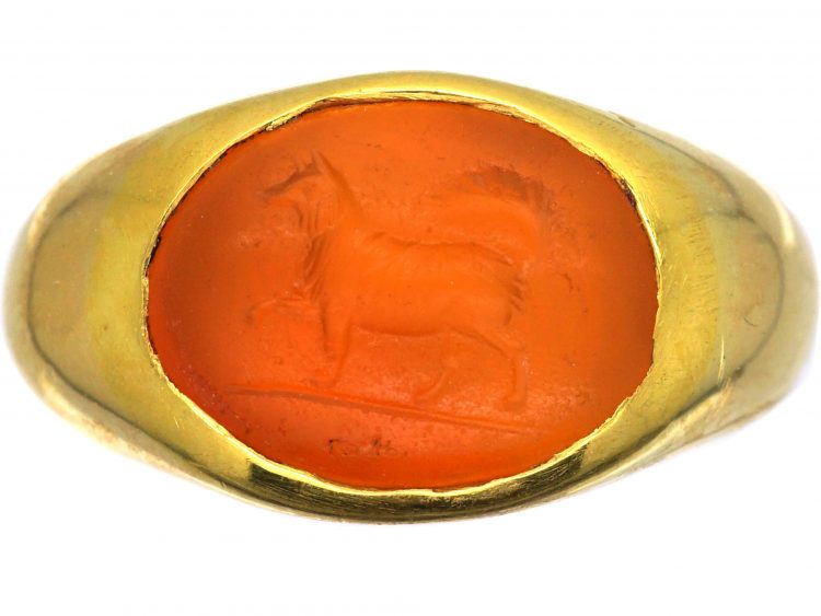 Victorian 22ct Gold Ring with a Roman Intaglio of a Melitan