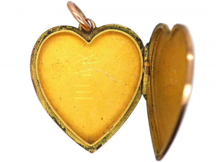 Edwardian 9ct Gold Plain Heart Shaped Locket