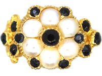 Regency 18ct Gold, Natural Split Pearl & Vauxhall Glass Cluster Ring