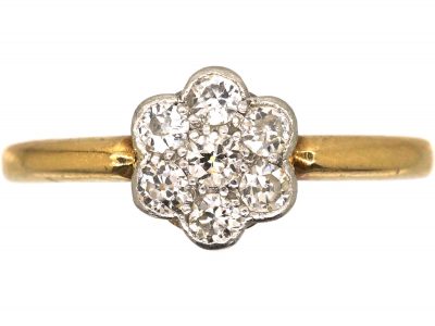 Edwardian 18ct Gold & Platinum, Diamond Cluster Ring