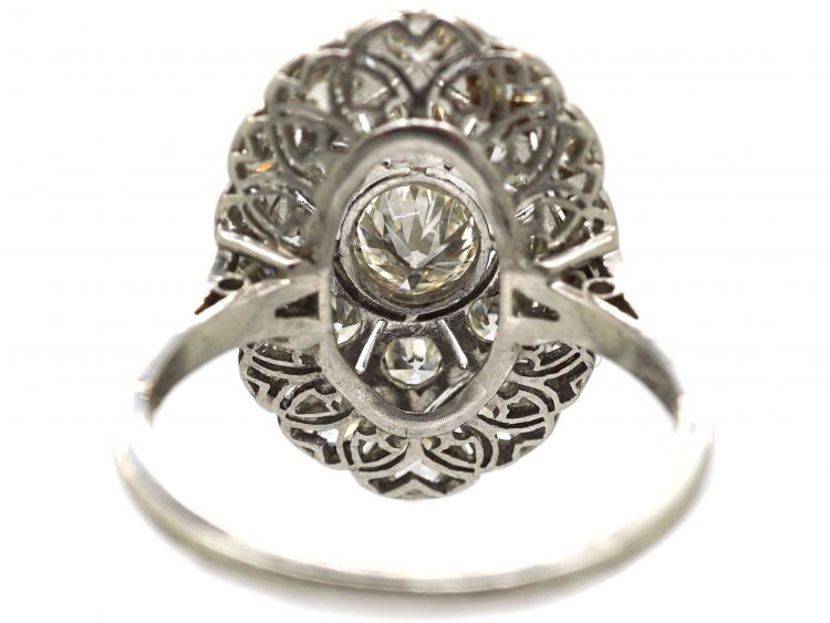 Art Deco Platinum, Large Diamond Set Oval Shaped Ring