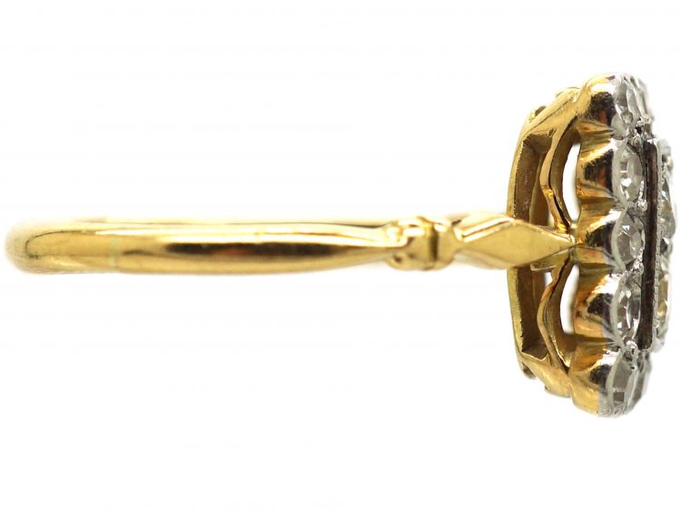 Art Deco 18ct Gold & Platinum Rectangular Ring set with Diamonds