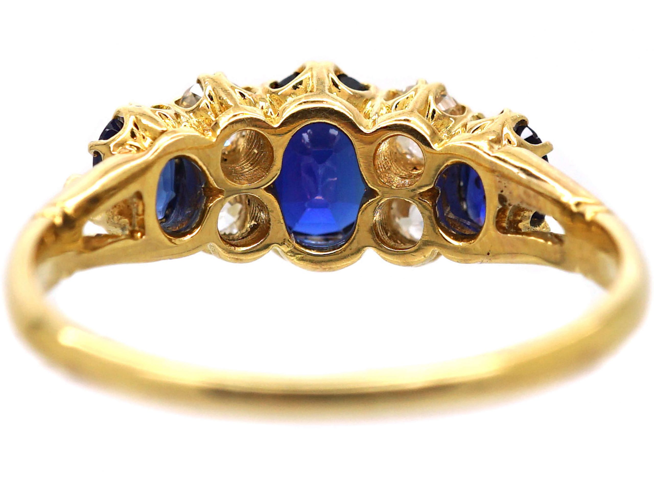 Victorian 18ct Gold, Three Stone Sapphire & Diamond Ring (734S) | The ...