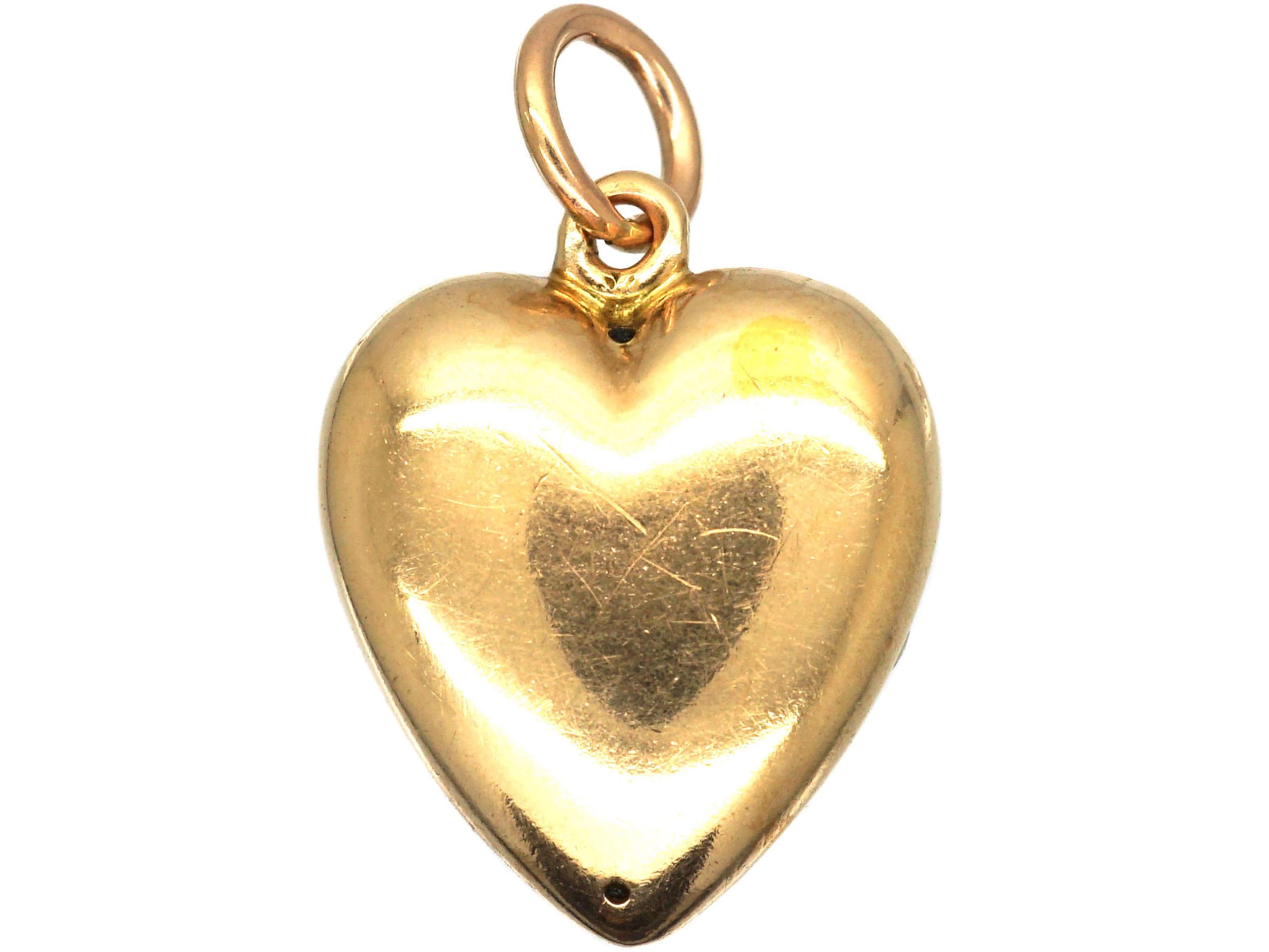 Edwardian 15ct Gold Pave Set Natural Split Pearl Heart Shaped Pendant ...