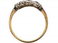 Victorian 18ct Gold, Sapphire & Diamond Three Stone Cluster Ring