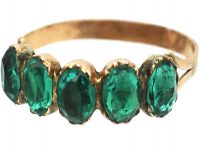 Georgian 9ct Gold, Five Green Emerald Paste Ring