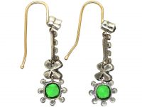 Edwardian Silver & Green & White Paste Drop Earrings