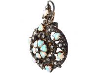Victorian Heart Shaped Opal & Diamond Brooch Pendant