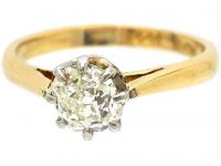 18ct Gold Old Mine Cut Diamond Solitaire Ring