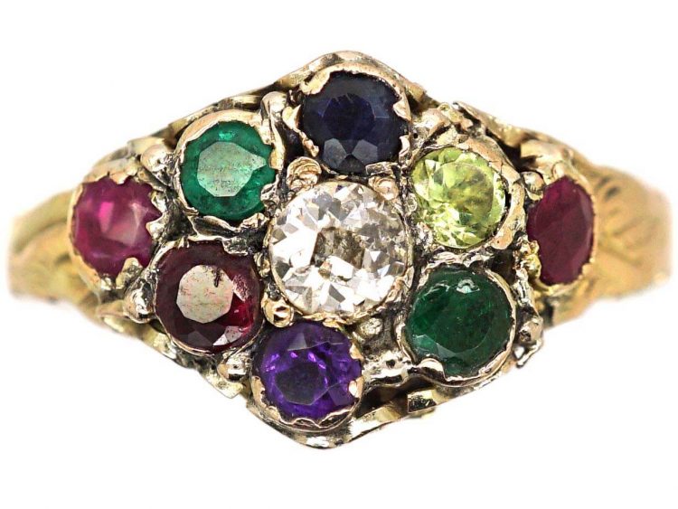 Victorian 9ct Gold Ring set with Gemstones That Spell Dearest