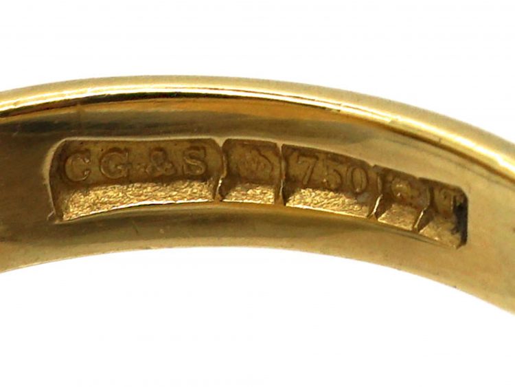 18ct Gold Signet Ring  Engraved with  a Fleur de Lys & Snake Entwined by Charles Green & Sons